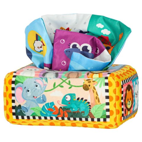 Sorter pudełko z chusteczkami sensoryczne montessori pluszowe cyfry litery