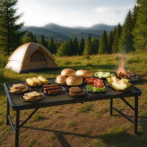 Stół stolik turystyczny LUARO kempingowy cateringowy składany 80 x 40 x 66 x 37 cm