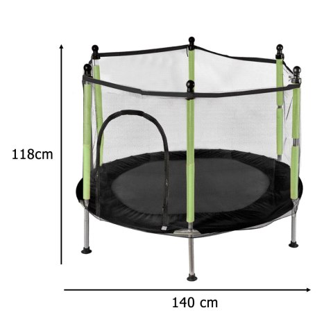 Trampolina do domu ogrodu dla dzieci siatka piłki 140cm 55inch zielona