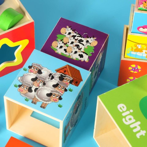 Wieża edukacyjna drewniana sorter kształty nauka liczenia 71cm XXL