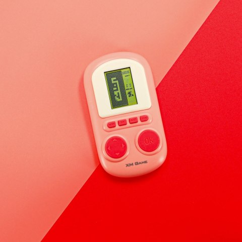 Gra elektroniczna zręcznościowa mini konsola przenośna kieszonkowa tetris różowa
