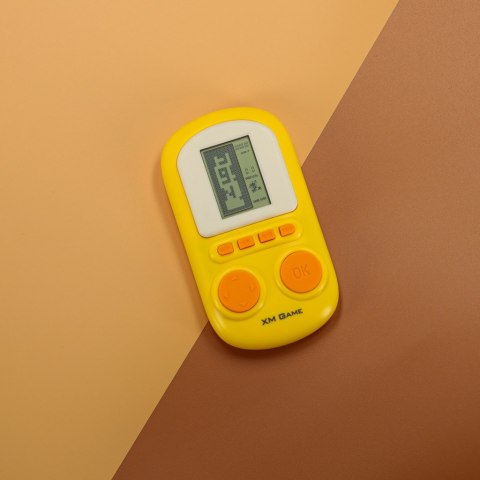 Gra elektroniczna zręcznościowa mini konsola przenośna kieszonkowa tetris żółty