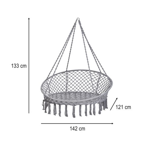 Huśtawka bocianie gniazdo z oparciem ogrodowa 120x140x140 XXL szare 300kg