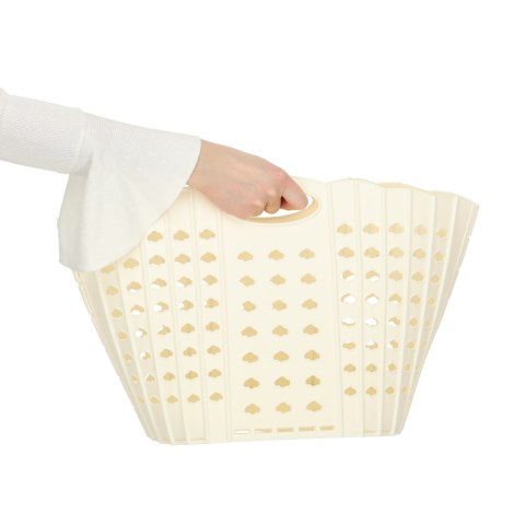 Kosz na pranie bieliznę składany organizer łazienkowy z uchwytem kremowy