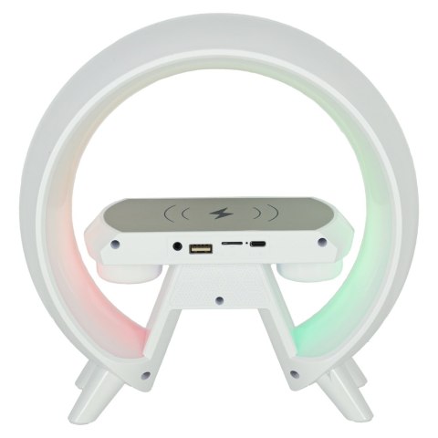 Lampka nocna LED Gamingowa RGB głośnik ładowarka indukcyjna radio budzik zegar
