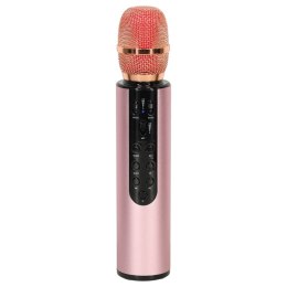 Mikrofon bezprzewodowy karaoke dla dzieci głośnik Bluetooth 2000mAh karta SD USB wysoka jakość różowy