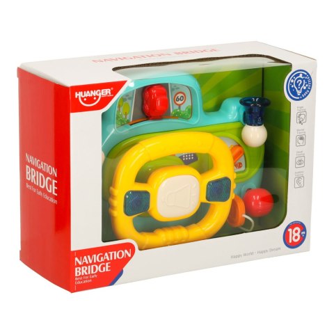 Zabawka interaktywna kierownica dla dzieci dziecka malucha do wózka symulator muzyka dźwięki niebieska