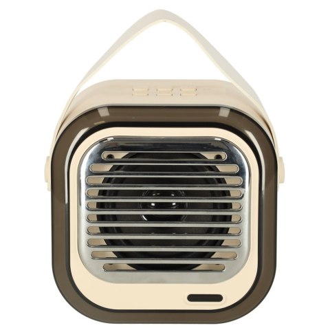 Zestaw do karaoke głośnik Bluetooth 2 mikrofony USB LED 10W kremowy