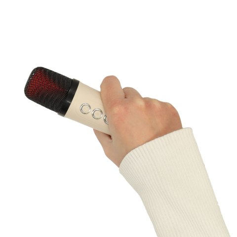 Zestaw do karaoke głośnik Bluetooth 2 mikrofony USB LED 10W kremowy