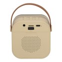 Zestaw do karaoke głośnik Bluetooth 2 mikrofony USB LED 6W beżowy