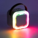 Zestaw do karaoke głośnik Bluetooth 2 mikrofony USB LED 6W beżowy