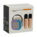 Zestaw do karaoke głośnik Bluetooth 2 mikrofony USB LED 6W beżowy