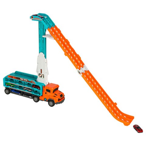 Samochód laweta transporter tor zjeżdżalnia dla samochodów pomarańczowy