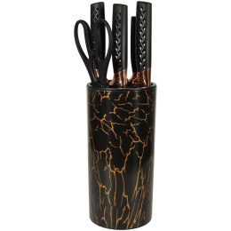 Zestaw noży kuchennych 5 noży + nożyczki + stojak marmur 7 el. POWYSTAWOWE