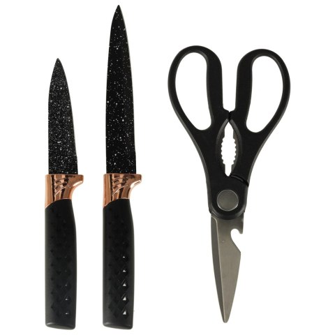 Zestaw noży kuchennych 5 noży + nożyczki + stojak marmur 7 el. POWYSTAWOWE