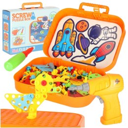 Klocki konstrukcyjne układanka w walizce kreatywna mozaika + wkrętarka kosmos