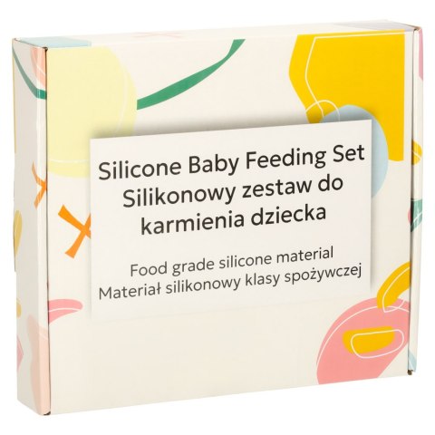 Naczynia silikonowe dla dzieci niemowląt zestaw stołowy 4 elementów miś niebieski