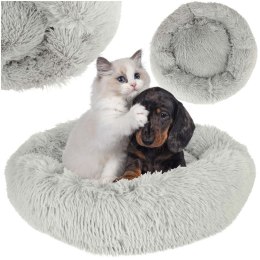 Legowisko dla psa kota poduszka pluszowa 60cm jasny szary