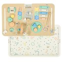 Tablica manipulacyjna LULILO LUDO stolik drewniany sensoryczny miętowy