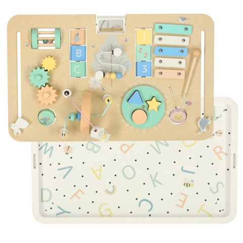 Tablica manipulacyjna LULILO LUDO stolik drewniany sensoryczny miętowy