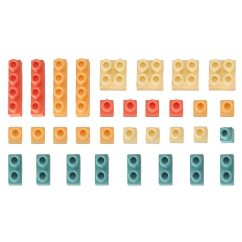 Klocki konstrukcyjne zestaw w wózku pojemniku z pokrywą 32el.