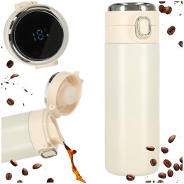 Kubek bidon termiczny z ustnikiem termos LED 420ml beżowy