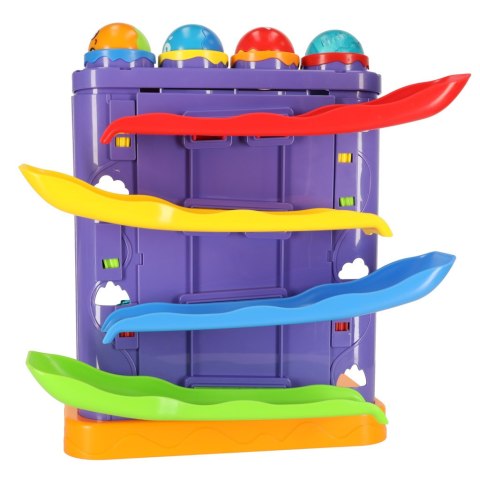 Tor kulkowy interaktywny kulodrom wbijak kulek z młoteczkami 3w1 pingwin + autko