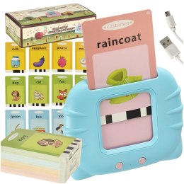 Nauka języka angielskiego czytnik kart do nauki słówek 112 fiszek niebieski