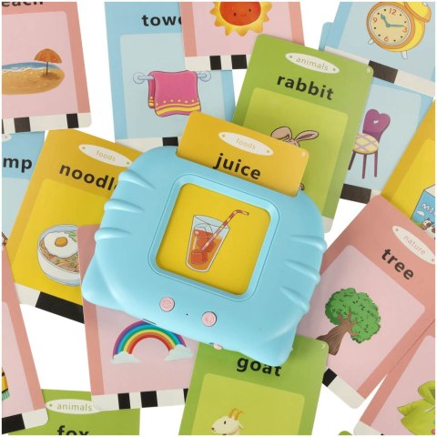 Nauka języka angielskiego czytnik kart do nauki słówek 112 fiszek niebieski