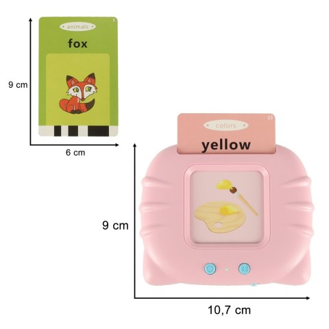 Nauka języka angielskiego czytnik kart do nauki słówek 112 fiszek różowy