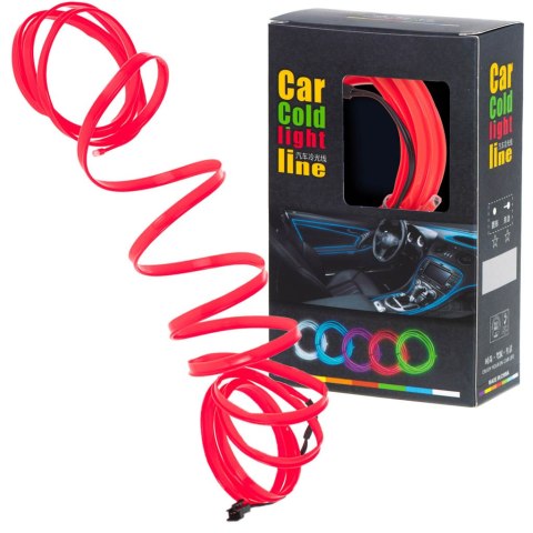 Oświetlenie ambientowe LED do samochodu auta USB 12V taśma 5m czerwona