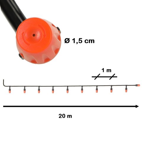 Zraszacz ogrodowy kurtyna wodna mgiełka system nawadniania 20m