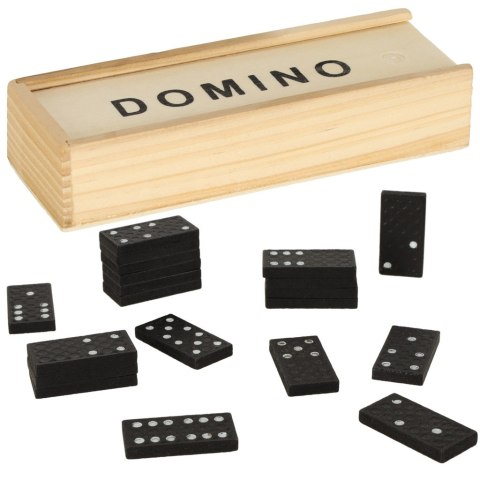 Domino drewniane gra rodzinna edukacyjna z etui klocki z drewna do gry