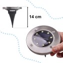 Lampy ogrodowe solarne najazdowe gruntowe czujnik zmierzchu wbijane świecący dysk 8LED 12szt. zimny biały