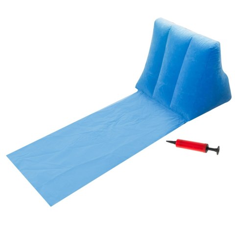 Mata plażowa z dmuchanym oparciem leżak z poduszką niebieski