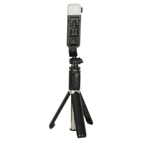 Kijek do selfie z pilotem Bluetooth statyw tripod lampka LED czarny