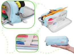 Piórnik szkolny trzykomorowy do szkoły kosmetyczka 3w1 niebieska