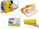 Piórnik szkolny trzykomorowy do szkoły kosmetyczka 3w1 żółta