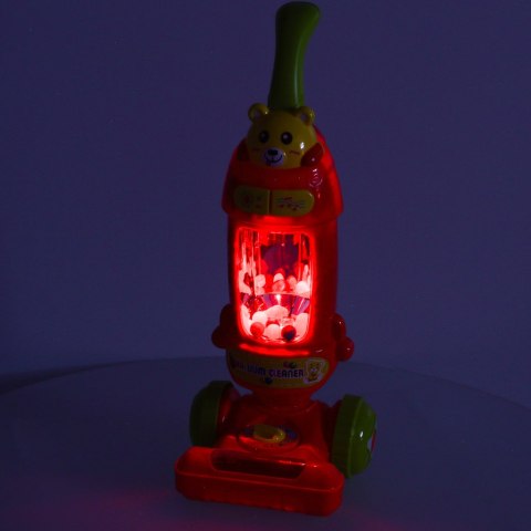 Odkurzacz dla dzieci pionowy interaktywny z dźwiękiem malinowy 46cm