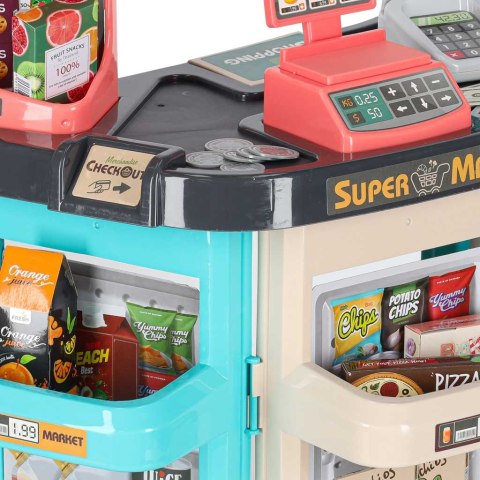 Sklep dla dzieci supermarket stragan wózek na zakupy akcesoria miętowy