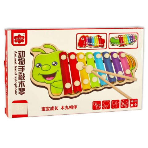 Cymbałki drewniane kolorowe dla dzieci szkolne edukacyjne pałki pałeczki krokodyl