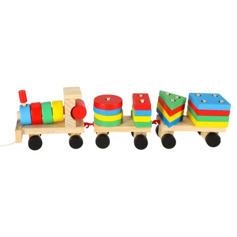Kolejka pociąg lokomotywa klocki drewniane sorter układanka zręcznościowa 30cm