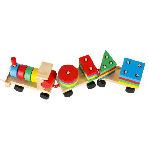Kolejka pociąg lokomotywa klocki drewniane sorter układanka zręcznościowa 30cm