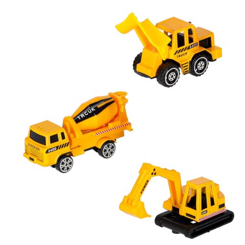 Transporter samolot rozkładany z autami + 3 auta pojazdy budowlane światła dźwięk