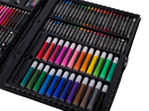 Zestaw do malowania dla dzieci artystyczny plastyczny pędzle kredki mazaki 168el + walizka