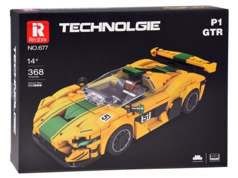 Klocki techniczne Sportowe auto P1 GTR ŻÓŁTO-ZIELONE 368-ele ZA5781