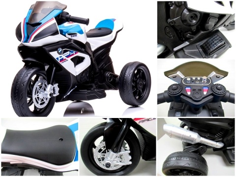 Motorek na akumulator BMW HP4 BIAŁY, muzyka, światła, dla dzieci 2-5 lat