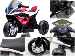 Motorek na akumulator BMW HP4 CZERWONY, muzyka, światła, dla dzieci 2-5 lat
