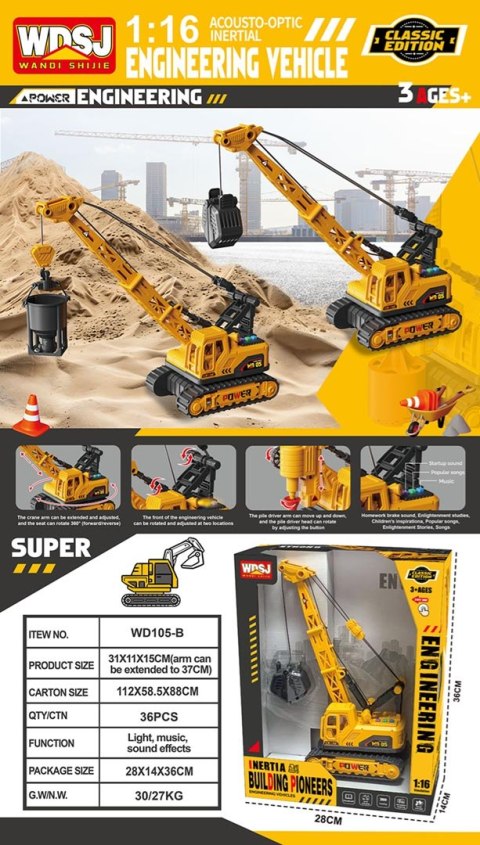 Dźwig z Funkcją Dźwięku i Świateł 1:16