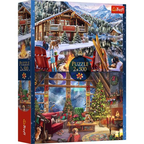 Puzzle - 2x500 XMAS - Święta w górach - Trefl 37540